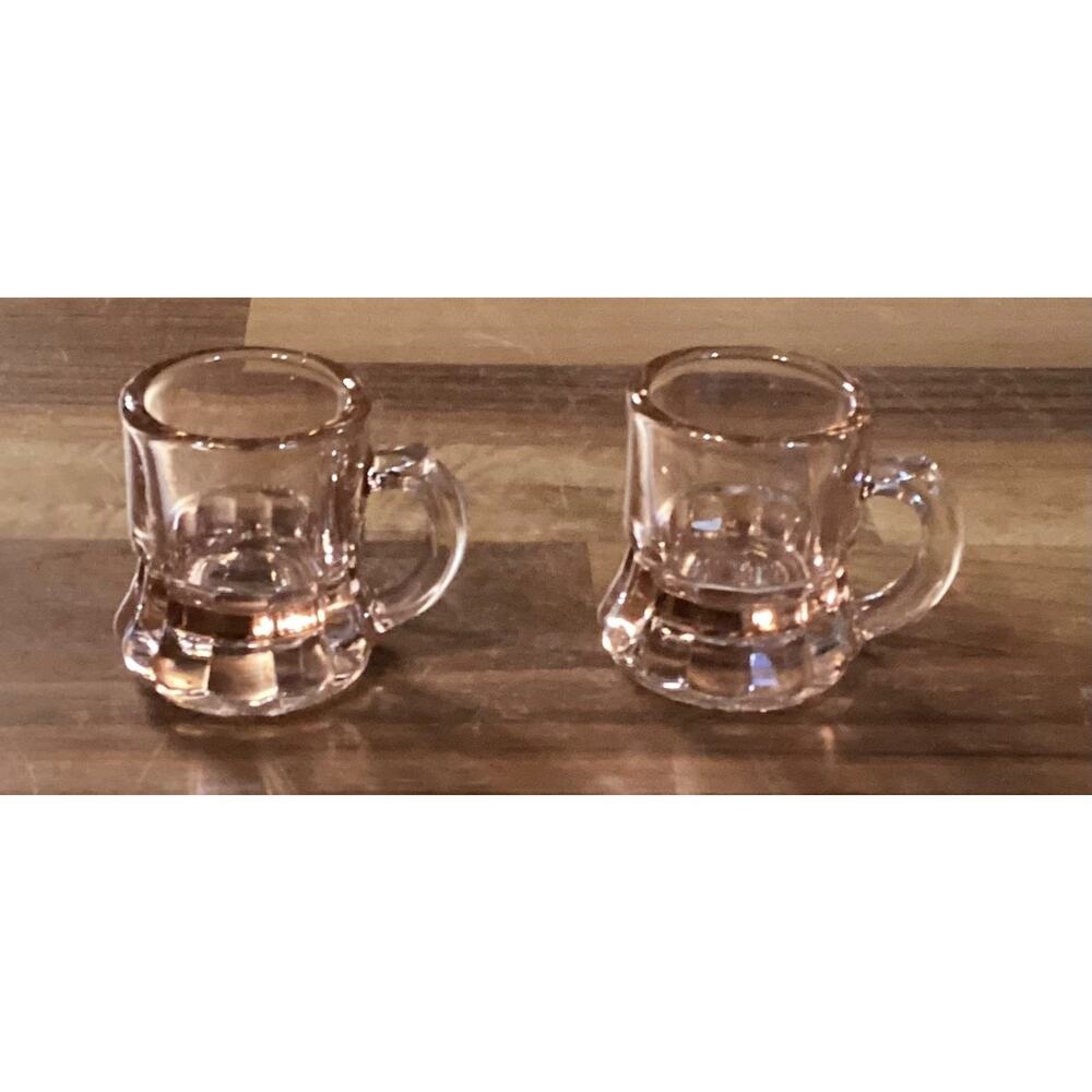 Set of 2 Pink Federal Depression Glass Vintage Mini Shot Glass Toothpick Holders